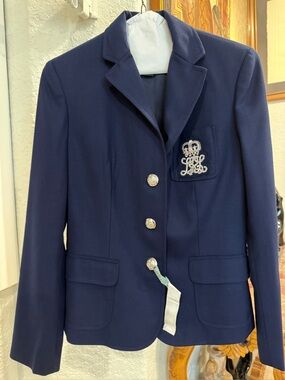 Lauren Ralph Lauren Navy Blazer with Embroidered Crest